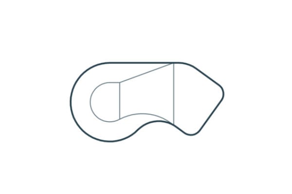 Top-down schematic diagram of a Delta – Four freeform steel wall vinyl liner pool featuring an angled deep-end corner and built-in step section, alongside size options including 16x30, 18x34, 19x35, and 20x38 feet.