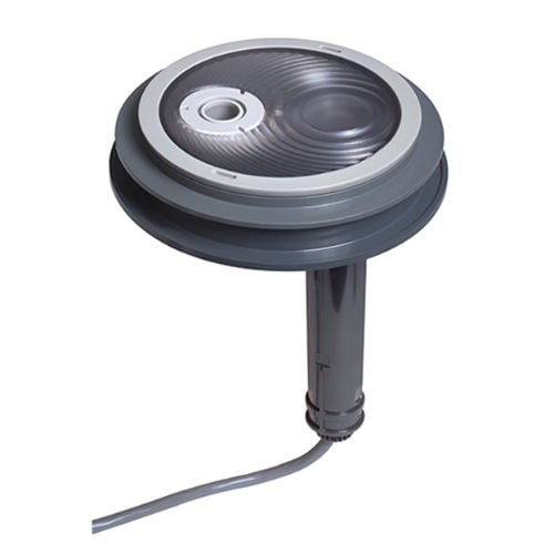 Pool bubbler water feature designed to create gentle bubbling water effects on tanning ledges, sun shelves, and shallow areas.