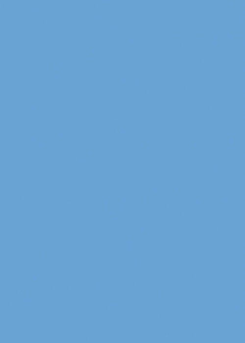 Close-up view of a smooth, solid light blue vinyl pool liner swatch with a uniform, unpatterned finish.