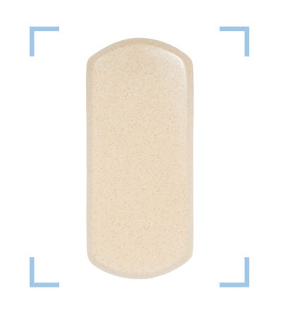 Close-up view of a light sand or beige color swatch with a subtle, fine speckled texture throughout, framed by light-blue crop marks.