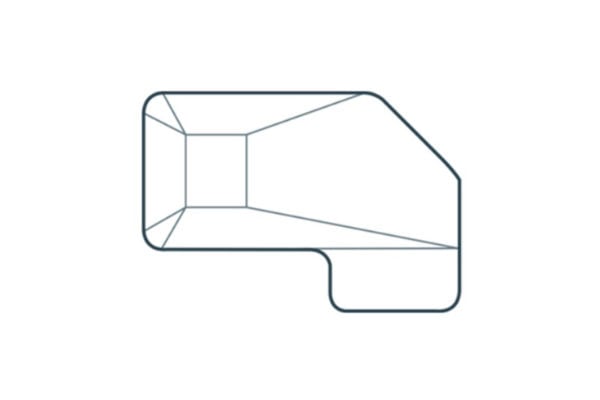 Diagram of the Contemporary Full-LC Lazy L-shaped steel wall vinyl liner pool featuring a angled corner cut and side entry step extension, alongside available dimensions including 15x30x21 feet and 16x34x22 feet.