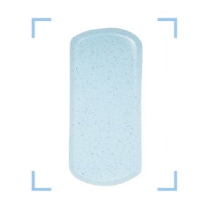 Caribbean Sparkle fiberglass pool color swatch featuring a light aqua blue finish with shimmering flecks.